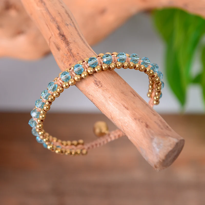 Браслеты с бусинами из кристаллов для женщин Очаровательные бусы латунным