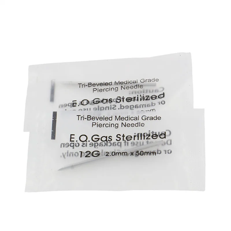 100 шт./кор. 12 г стерильный стальной одноразовый пирсинг для тела иглы ушей носа