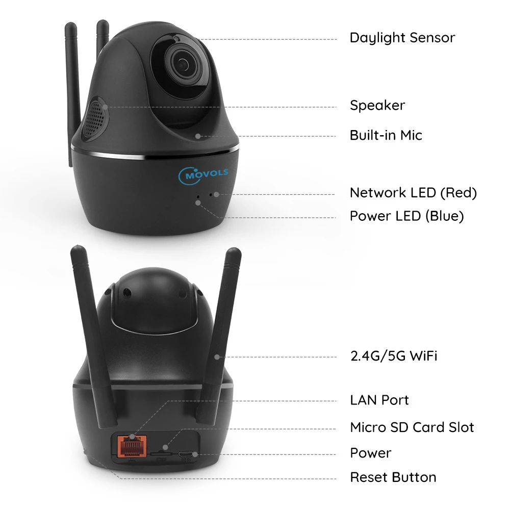 Movols домашняя камера безопасности 5MP панорамирование наблюдения/наклон Wi-Fi детский монитор 2,4G/5G Full HD 3x оптический зум Крытый K3x Pro-5MP