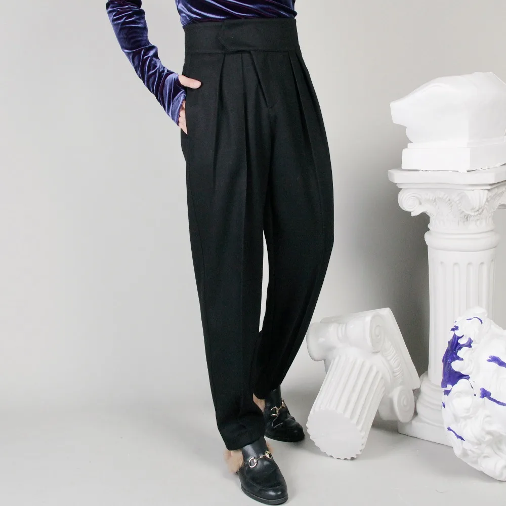 27-46 2022 Men's Clothing GD Hair Stylist Fashion Model Casual High Waist Woolen Harem Pants Plus Size Costumes | Мужская одежда