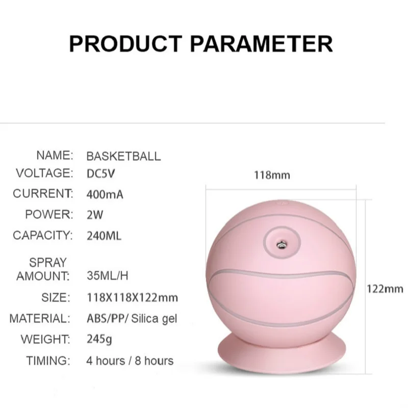 Ультразвуковой увлажнитель воздуха для баскетбола 240 мл|Увлажнители воздуха| |