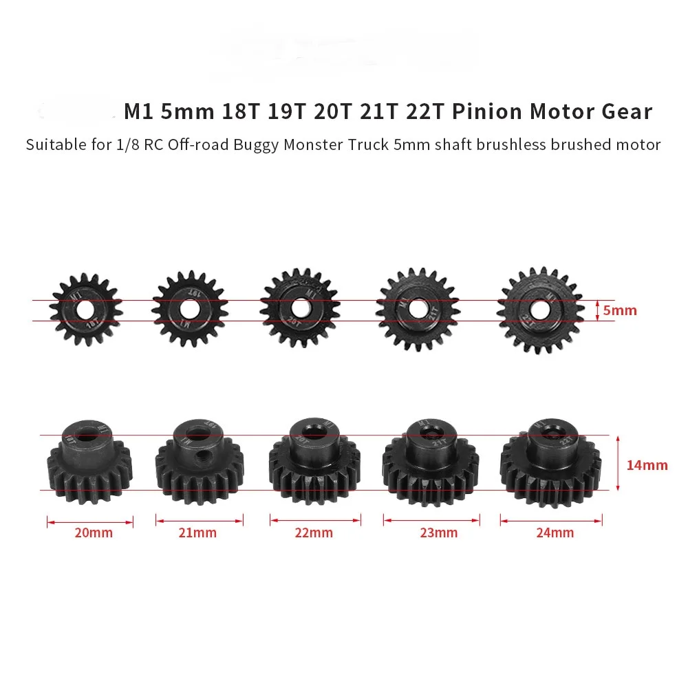 Шестерня двигателя Fine M1 5 мм 18T 19T 20T 21T 22T стальной для 1/8 внедорожников багги монстр