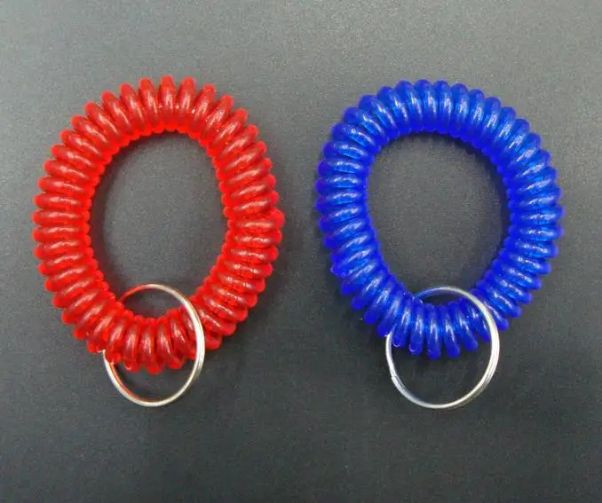500 шт. тянущиеся спиральные Брелоки для ключей на запястье пластиковые Пружинные