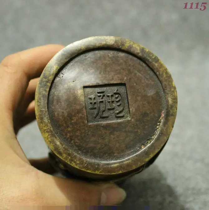 Народная китайская чистая бронза медная птица бамбуковая статуя щетка горшок