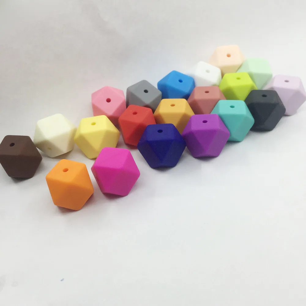 Silicone Beads Hexagon 17mm 100pc Food Grade Teether DIY Pacifier Clips Necklace Baby | Мать и ребенок