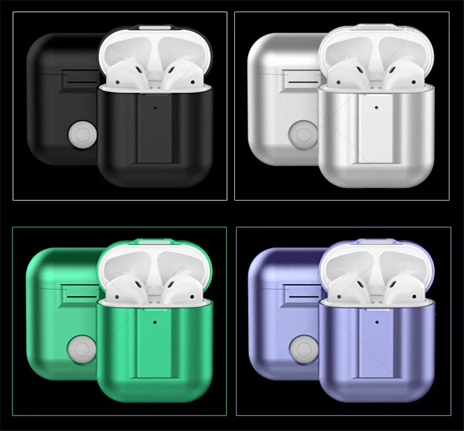 Akcoo металлический чехол, совместимый для Airpods чехол Крышка из устойчивого к царапинам стекла кожи для Apple AirPods 1 2 зарядный магнит адсорбционный чехол
