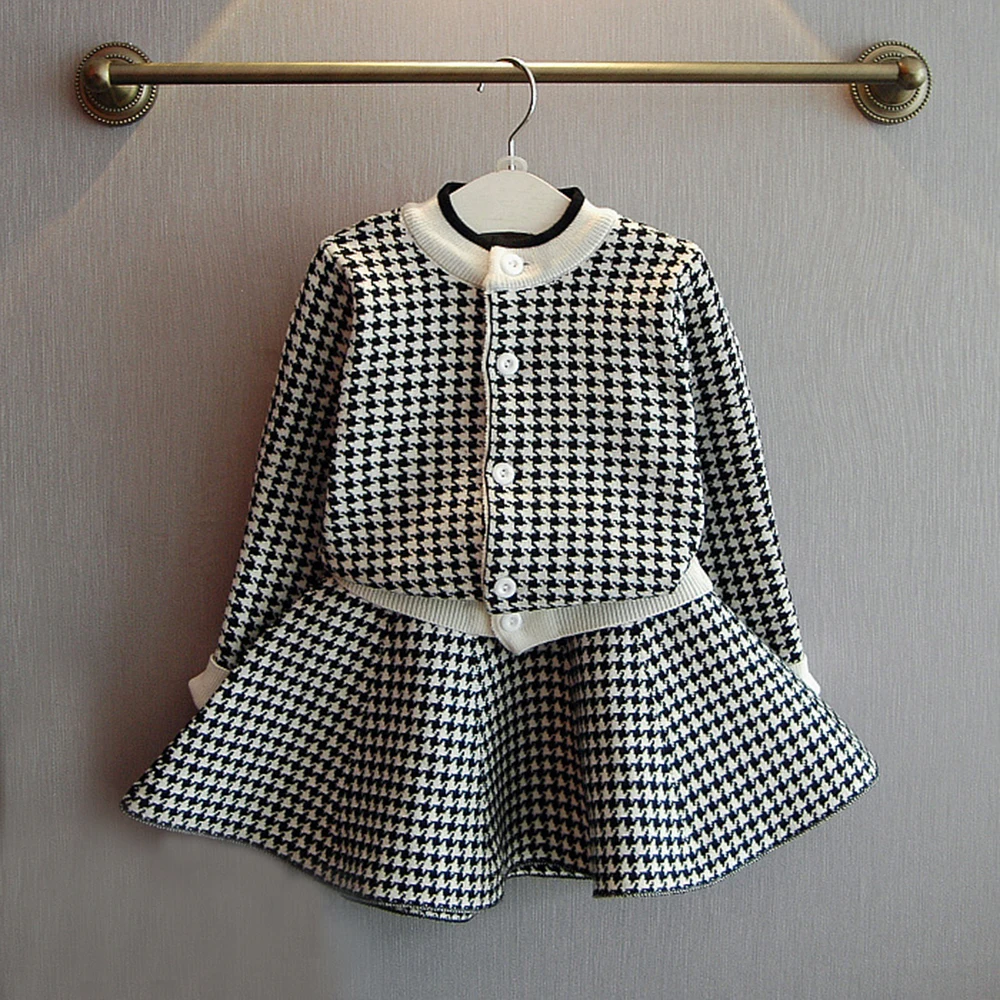 K06674Black Новинка; Одежда для девочек-подростков; Детский комплект; зимний свитер+ юбка для девочек; комплект одежды для детей; кардиган; свитер; Детский костюм - Цвет: K06674Black