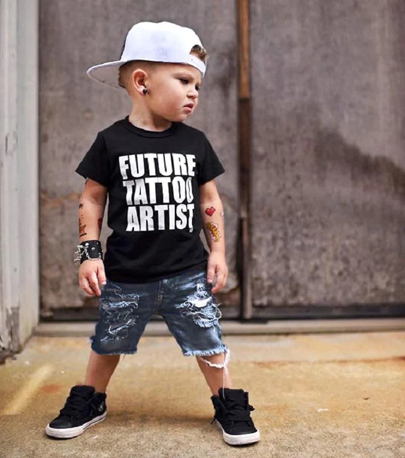 Future Tattoo Artist Милая футболка для малышей футболки с рисунком татуировки Детская