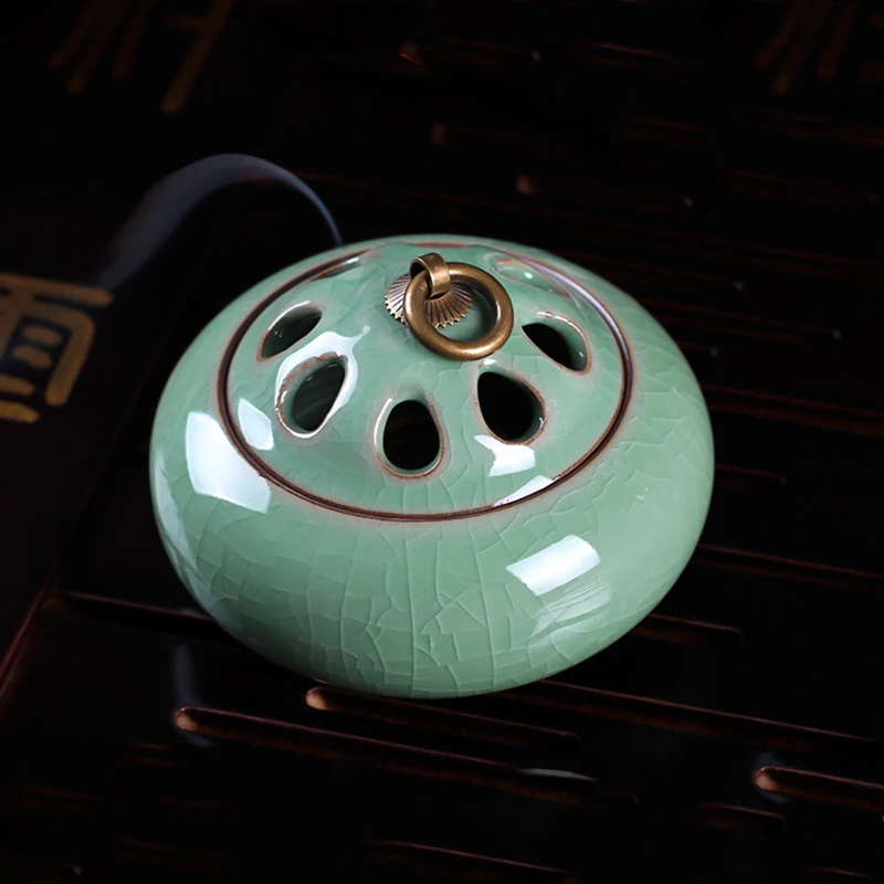 Longquan Celadon латунь керамика фарфор ладан плита держатель Будды курильница ладан палочки с ладаном катушки конусов печи