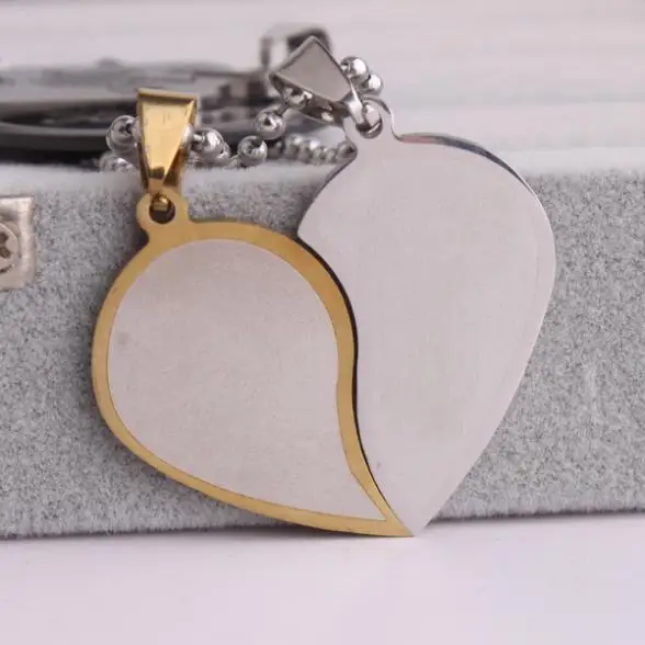 Влюбленные золотые края в половине сердца 316L нержавеющая сталь Подвеска бусины