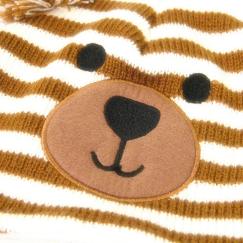 

Winter Children Hat Outdoor Lovely Cartoon Bear Soft Warm Knitted Hats for Baby Girls Boys Polar Fleece Cap for 1-5 years Kids