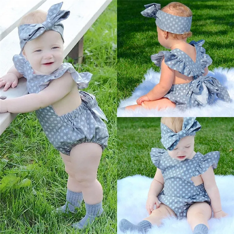 Детский Свободный комбинезон в горошек с рукавами и оборками|baby jumpsuit|rompers romperspolka