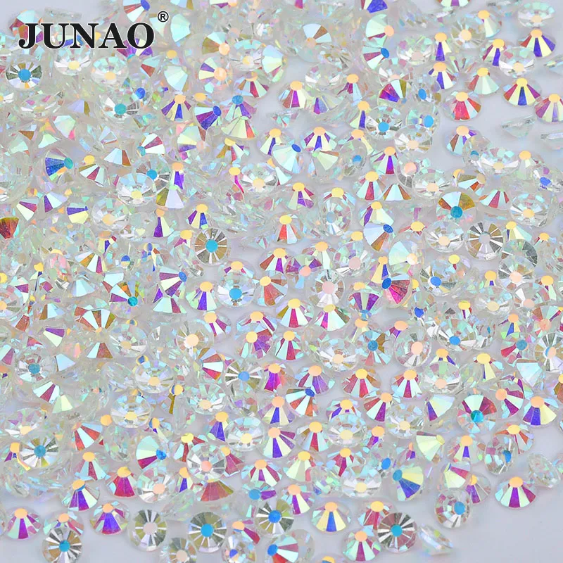 JUNAO SS6, 8, 10, 12, 16, 20, 30 блестящие прозрачные стеклянные стразы для ногтей, украшение для ногтей из кристалла, не исправление, стразы, бриллиант