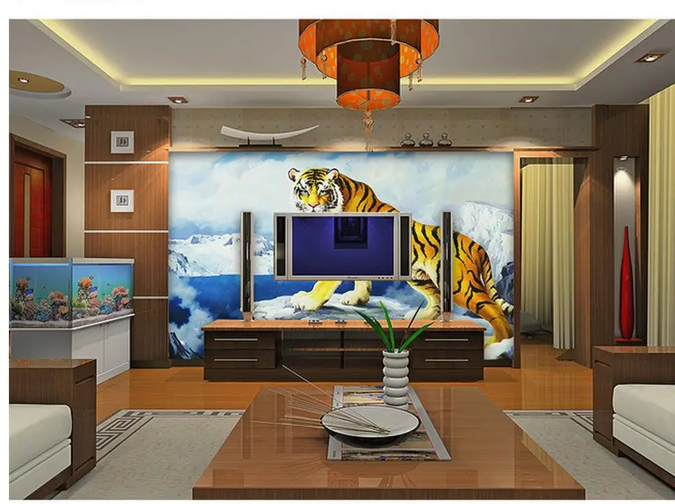 wallpaper modern 3d Home Decoration King of the forest tiger TV wall decoration painting room | Обустройство дома