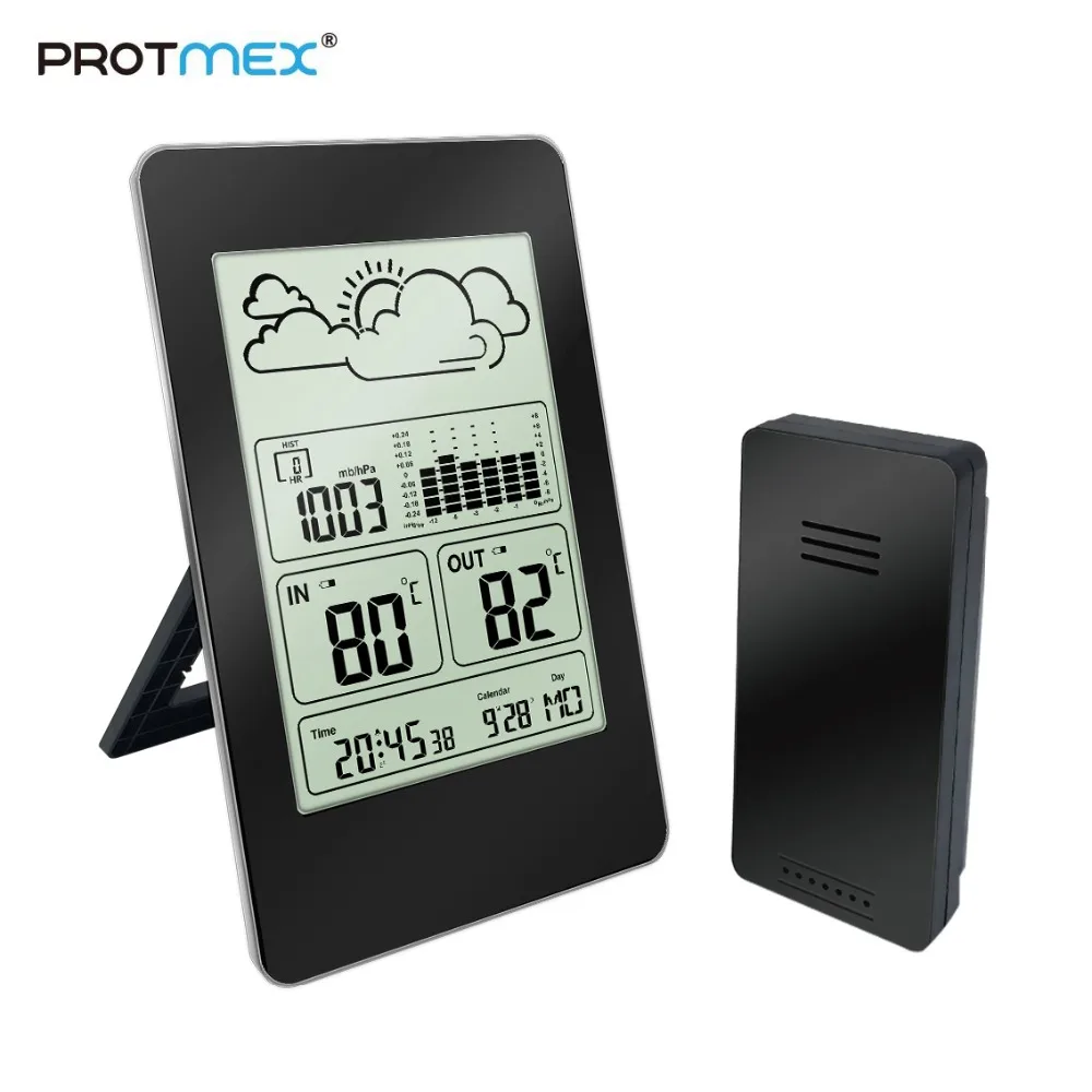 Protmex PT3363 погодные часы, многофункциональная Метеостанция для помещений и улицы с температурой