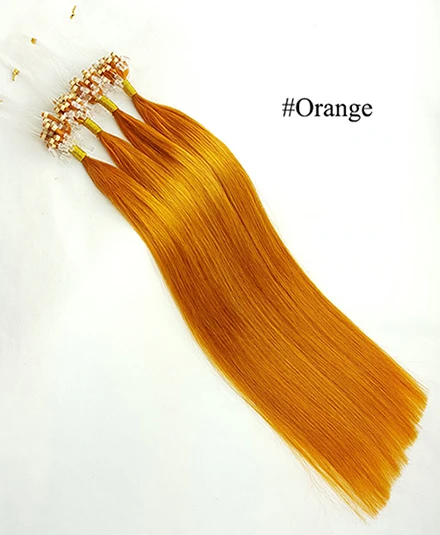 Orange Микро кольцо человеческие волосы для наращивания прямые Петлевое микрокольцо кератин русские волосы ShowCoco 0,5 г/локон 100 г 200 штук - Цвет: Orange