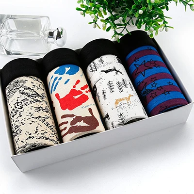 As shown Мужские трусы s 4 шт./партия, мужские трусы из модала, мужское нижнее белье, боксеры, дышащие, с принтом, эластичные шорты, боксеры, плюс трусики большого размера - Цвет: As shown