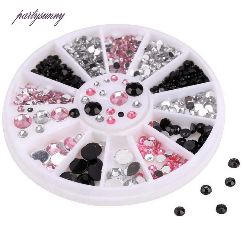 PF Смешанный Цвет Ногтей Акрил Стразы для Flatback Клей на Бусы Дизайн Отделки