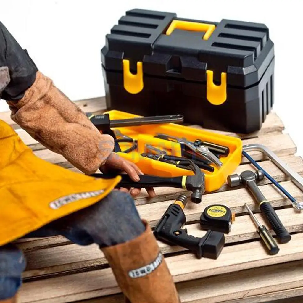 1/6 Scale Plastic Hand Tools Toolbox Set Repair Kit Repairman Accessories for 12'' Action Figure Hot Toys Drangon DID Enterbay |