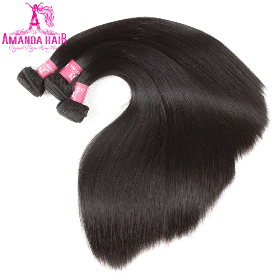 Amanda Hair перуанские прямые волосы плетение 100 г/шт. человеческие пучки Remy для