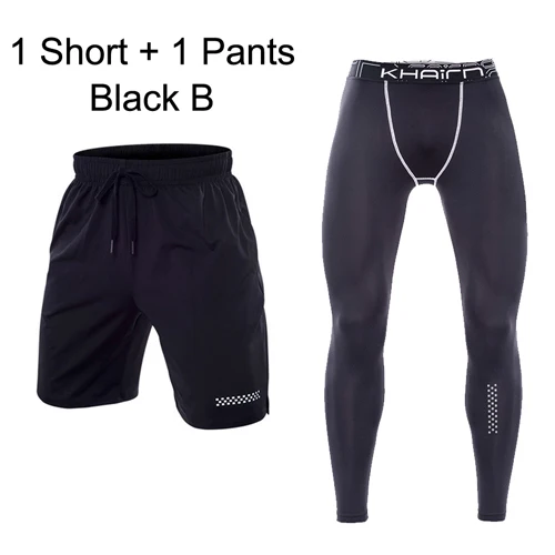 1 shorts and pants Мужские шорты для бега размера плюс 5XL 6XL, эластичные быстросохнущие костюмы для тренировок, тренажерного зала, фитнеса, тренировок, спортивных трусцовых шорт с карманом - Цвет: 1 shorts and pants