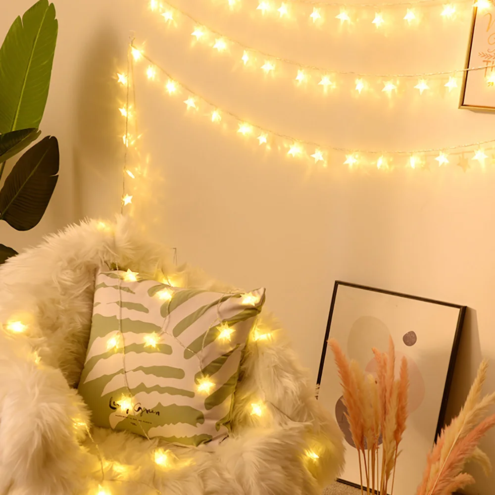 Праздничный свадебный Декор для вечеринки рождества светодиодный свет шнура День Святого Валентина e Декор светодиодный Звездный Сказочный свет светодиодный Звездный струнный свет
