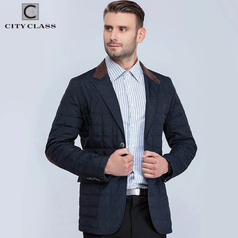 City Class Новых Мужские Осенние Куртки Мода Casual Стёганный Костюм Воротник Пиджака