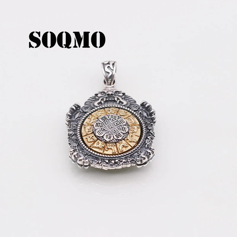 SOQMO подлинное серебро 925 пробы круглый вращающийся кулон Китайский Зодиак для