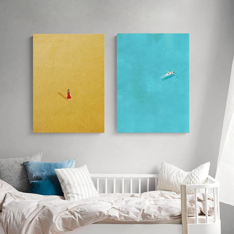 Постеры с принтом для девочек в бассейне серия иллюстраций Картина на холсте