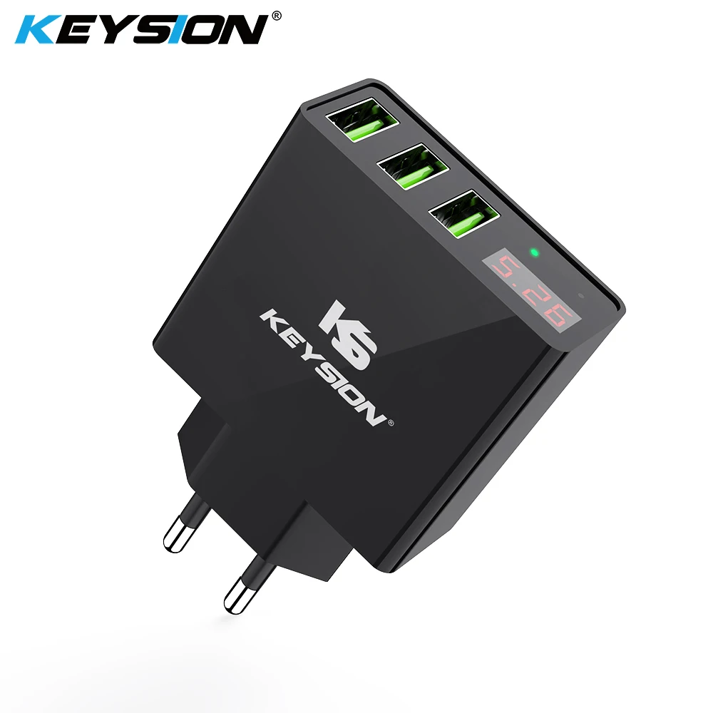 KEYSION светодиодный цифровой 3 порта USB зарядное устройство универсальное