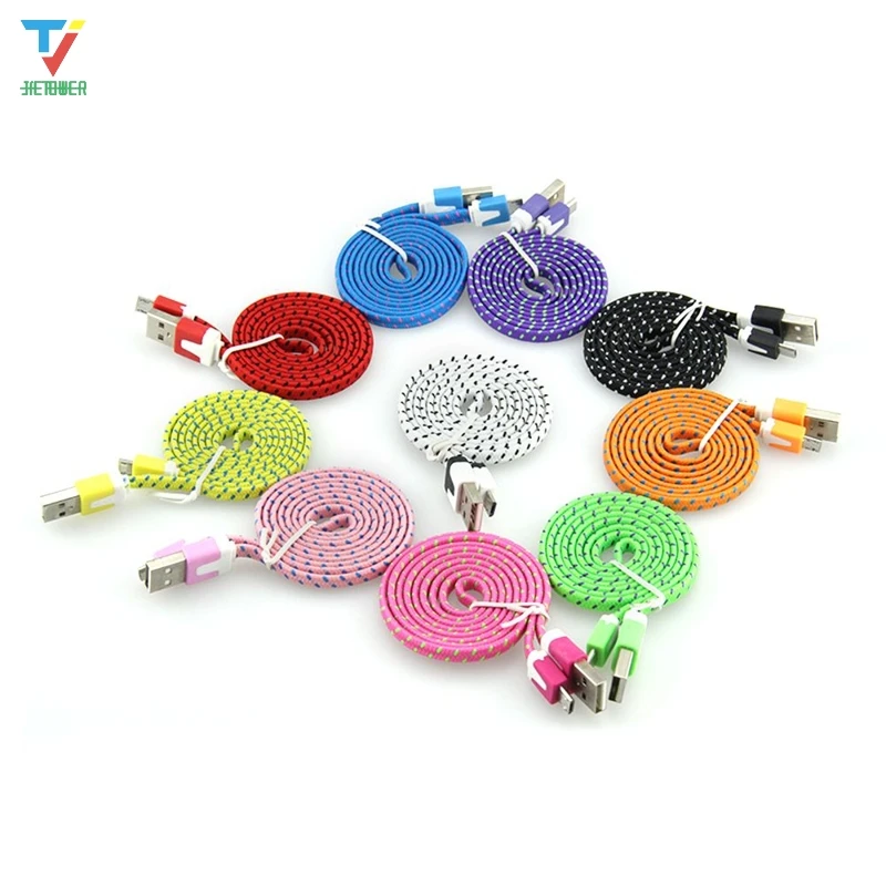 Плоский плетеный кабель USB Type-C 300 шт./лот 1 м 2 3 для синхронизации данных 5 контактов