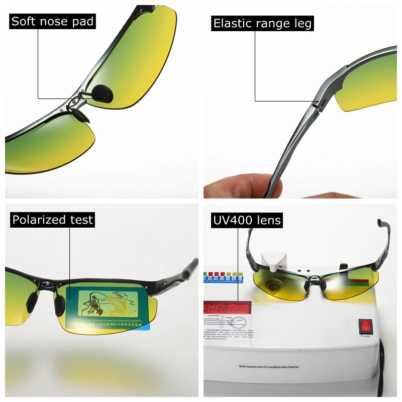 YASANDO Day and night Sunglasses Men Polarized Aluminum magnesium Frame Night vision Glasses Profession Driver Eyewear GS8003 | Аксессуары