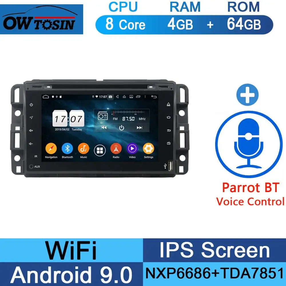 64G Parrot BT " ips 8 Core 4G+ 64G Android 9,0 автомобильный DVD радио gps для GMC Yukon Sierra Tahoe передняя фара для Chevy Express Impala Cobalt Equinox DSP CarPlay - Color: 64G Parrot BT