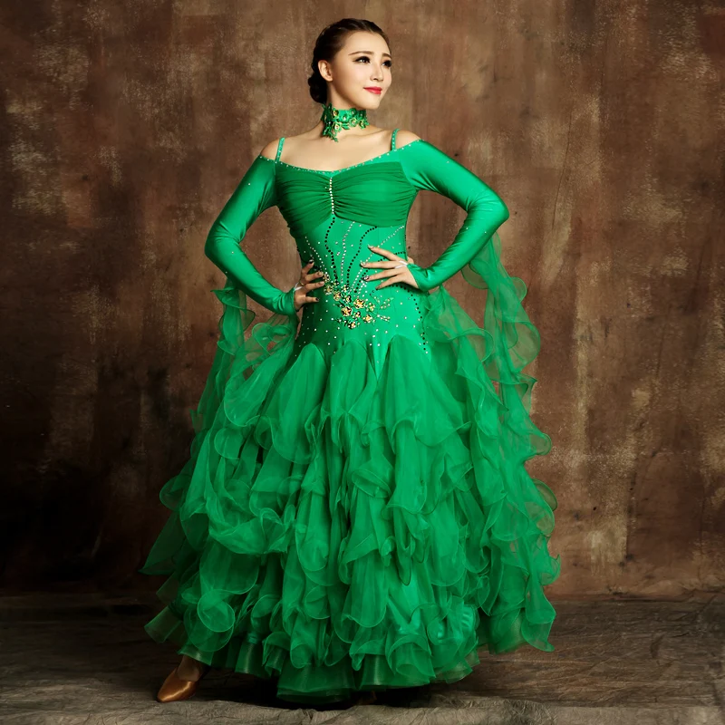 Luxury Modern Dance Costumes Female International Standard Ballroom Costume Dress Flamenco Skirts for Performance 18 | Тематическая