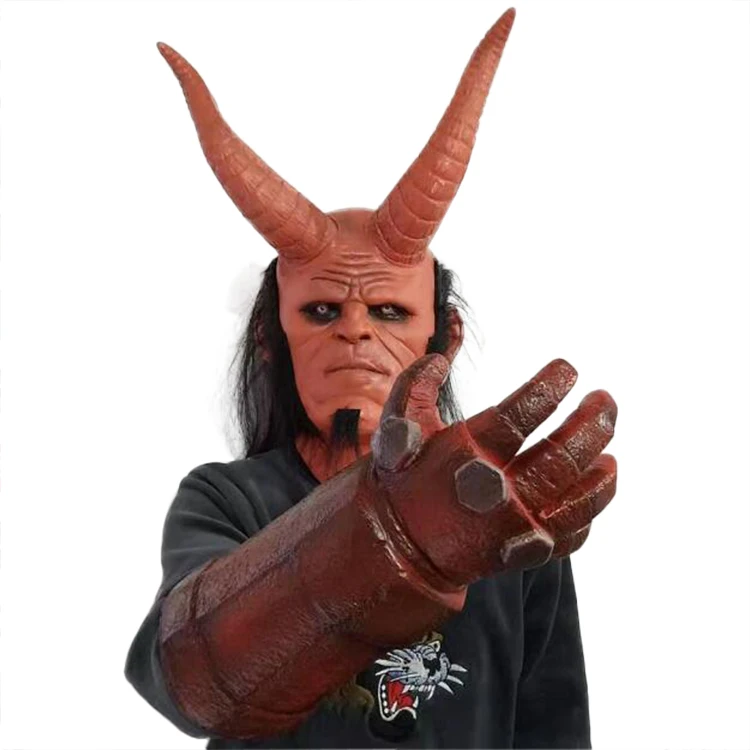Маска Hellboy для костюмированной вечеринки из латекса на Хэллоуин | Тематическая