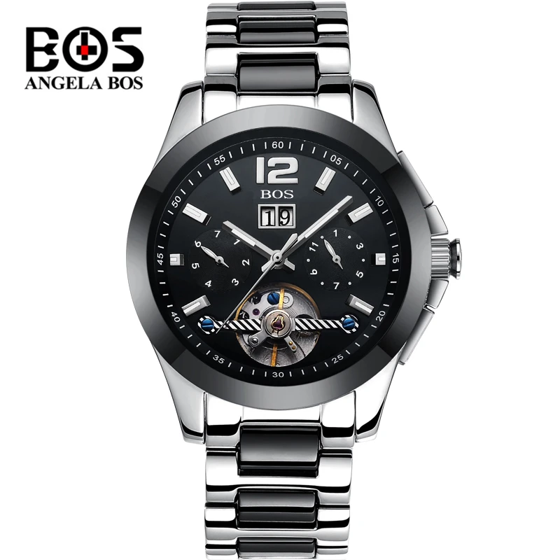 Relogio Masculino ANGELA BOS бренд Tourbillon часы мужские водонепроницаемые сапфировые кристаллы