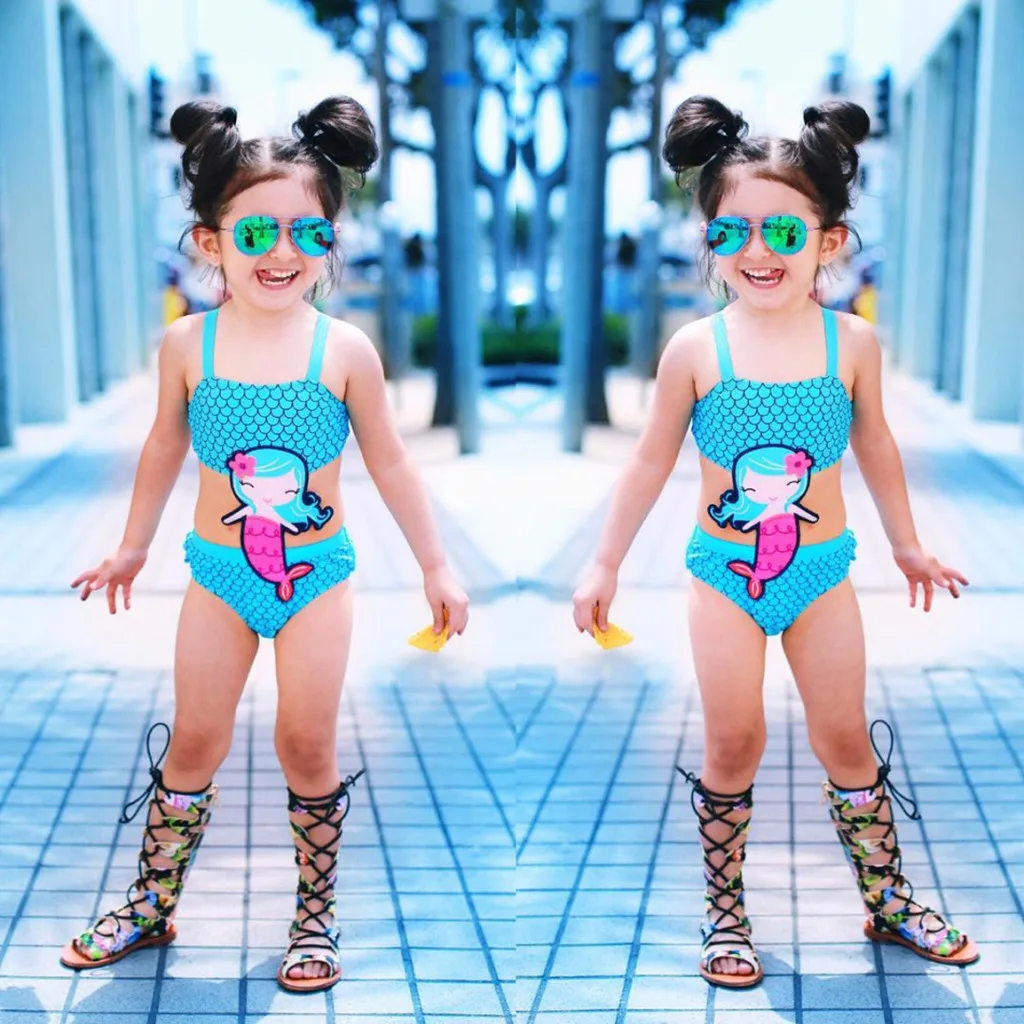 SAGACE комплект бикини для маленьких девочек одежда купания синий купальный костюм