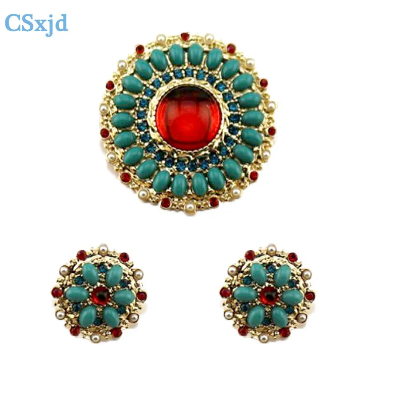 Винтажная брошь CSxjd красная и синяя с камнем из смолы изысканные подарочные