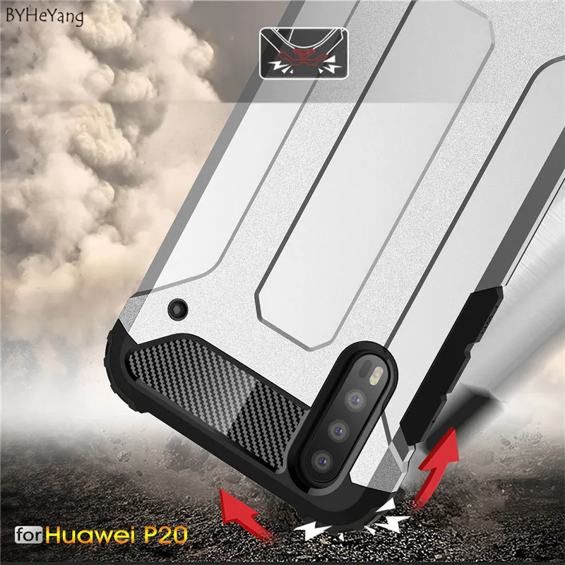 BYHeYang Armor Back Cover For Huawei P20 Phone Case Hybrid Heavy Duty Anti-Shock Pattern coque Fundas Shockproof |