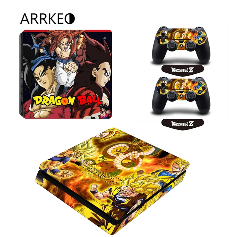 ARRKEO Dragon Ball Super Saiyan Vinyl Decal PS4 Slim Skin Sticker for PlayStation 4 Console 2Pcs Controllers LED Light Bar | Электроника