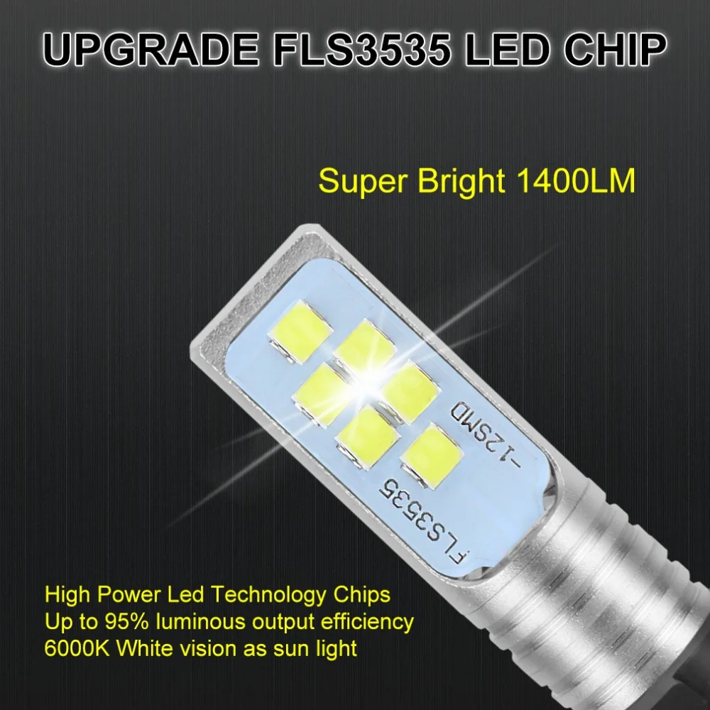 2 шт. Автомобильные светодиодные лампы H8 H11 HB4 HB3 H27 Led 880 881 P13W PSX26W H27W H16 5202 1400LM 6000K 12 В-24