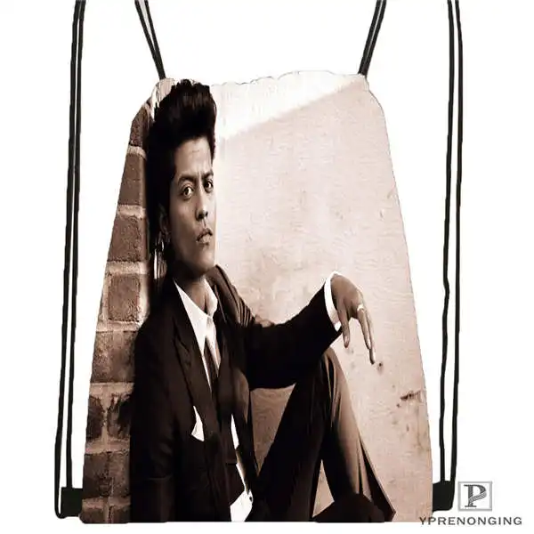 Custom Бруно Марс BW HD Drawstring рюкзак сумка милый детский (Черная задняя часть) 31x40 см