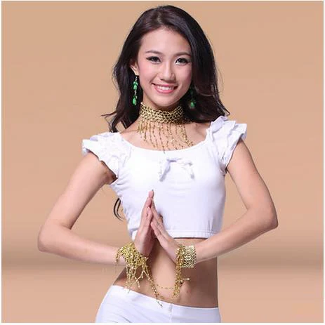 Новое поступление хлопковый топ для танца живота с кристаллами топы короткими