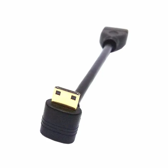 90 градусов вниз прямоугольный мини HDMI штекер к HDMI Женский адаптер кабель 10 см черный