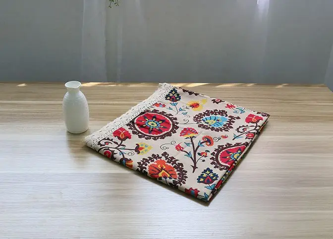 Настольная скатерть в этническом богемном стиле с кружевным хлопковым принтом