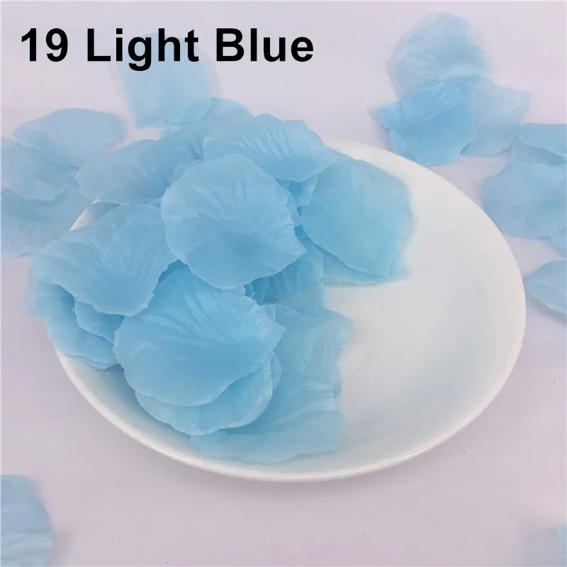 19 Light Blue Розовые лепестки роз цвета шампанского, свадебные, фиолетовые, белые, розовые, свадебные, искусственные цветы, романтические, поддельные, Petales De Fleurs, 1000 шт - Цвет: 19 Light Blue