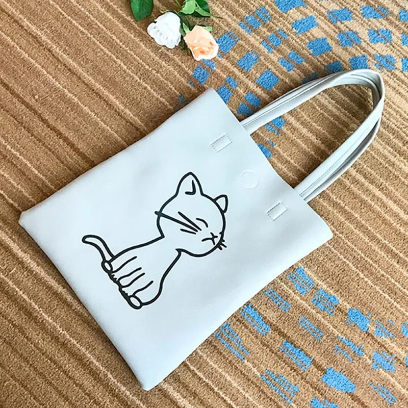 Женская сумка из искусственной кожи с рисунком кота для девочек школьная на