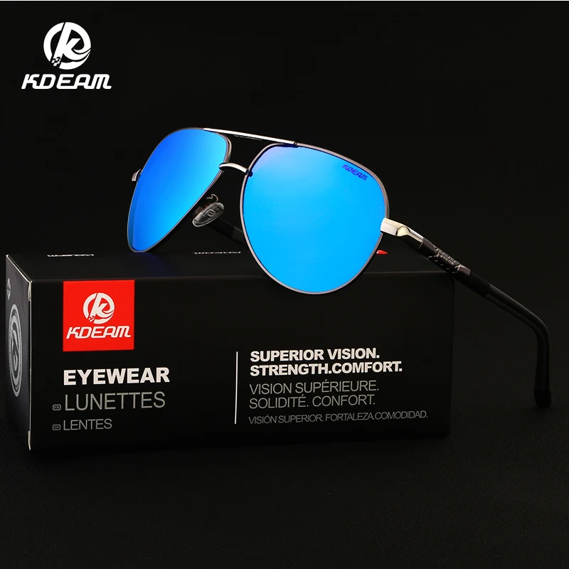 

KDEAM Sports Sunglasses Polarized Mirror 100% UV400 6 Colors HD Beach Shades With Case KD8725