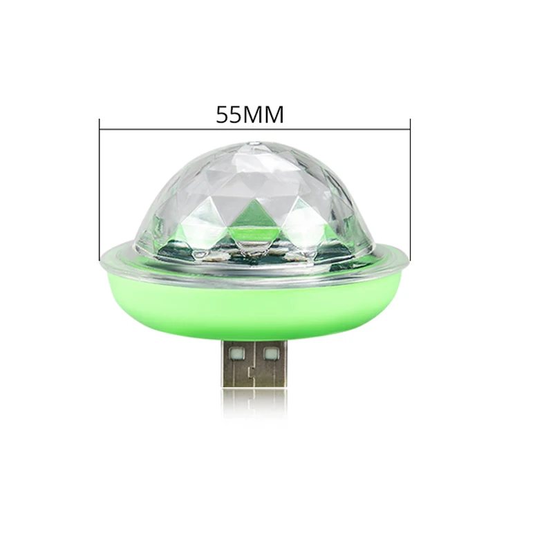 USB Green Shell Мобильный телефон USB светодиодный светильник для сцены с музыкальным датчиком портативный 5 в RGB Хрустальный Магический шар светодиодный диско-сценический светильник для DJ для домашнего клуба Вечерние - Цвет: USB Green Shell