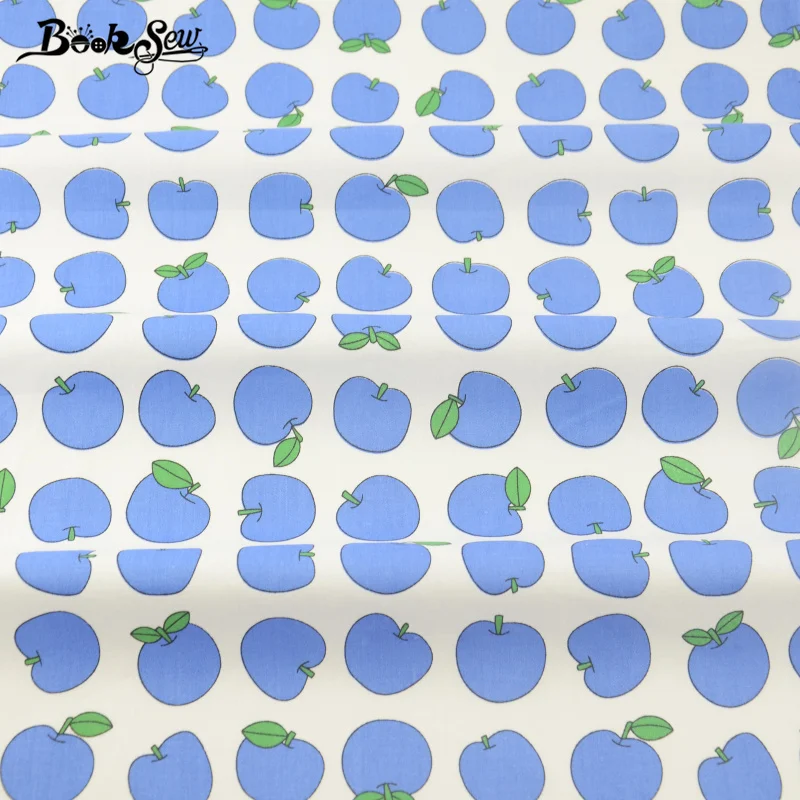 Booksew Lovely Blue Apples Design Home Textile Patchwork Sewing Bedding Quilting Crafts Clothing 100% Cotton Twill Fabric|cotton twill fabric|twill